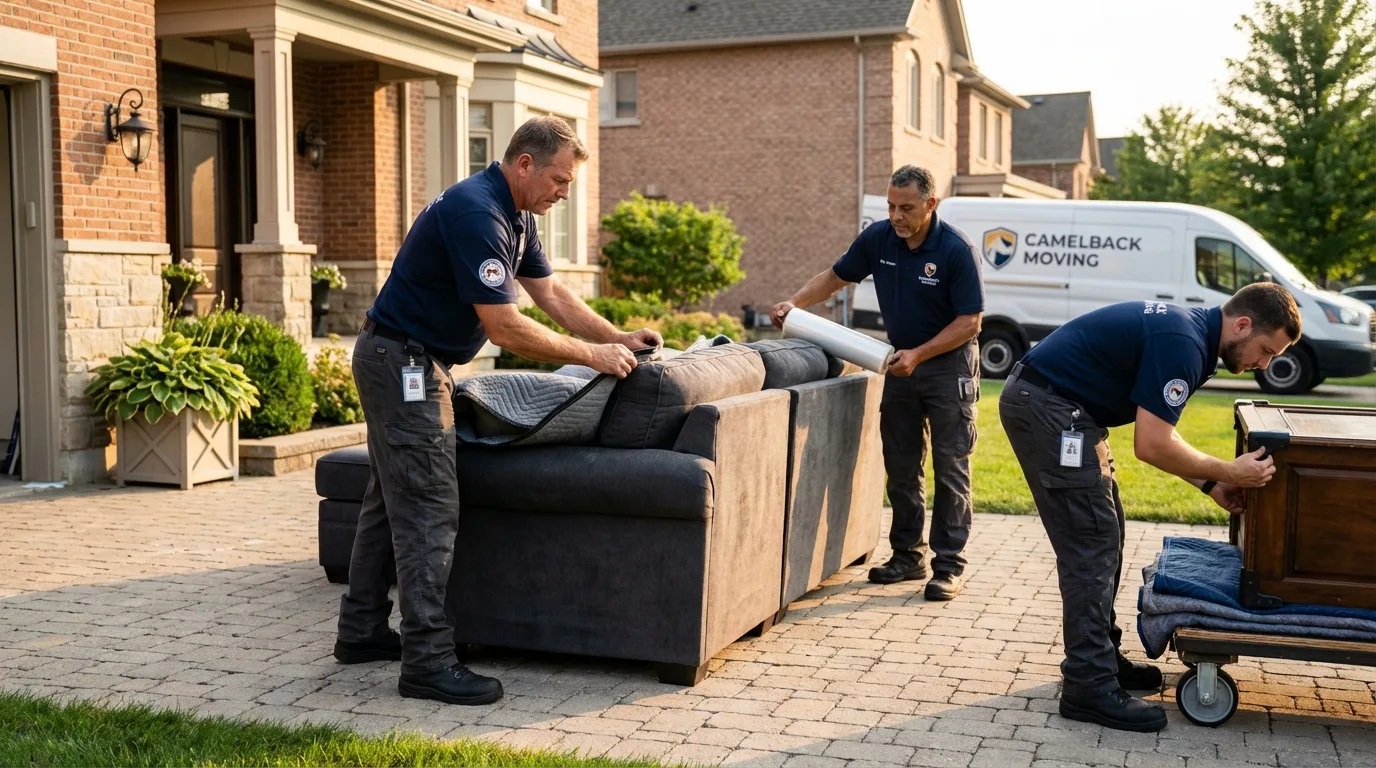 Large estate moving crew wrapping furniture in Rockport, IN