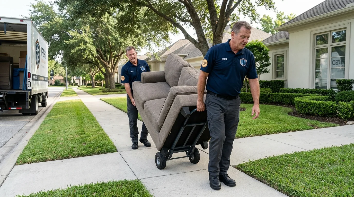 Local residential moving crew loading furniture in Rockport, IN